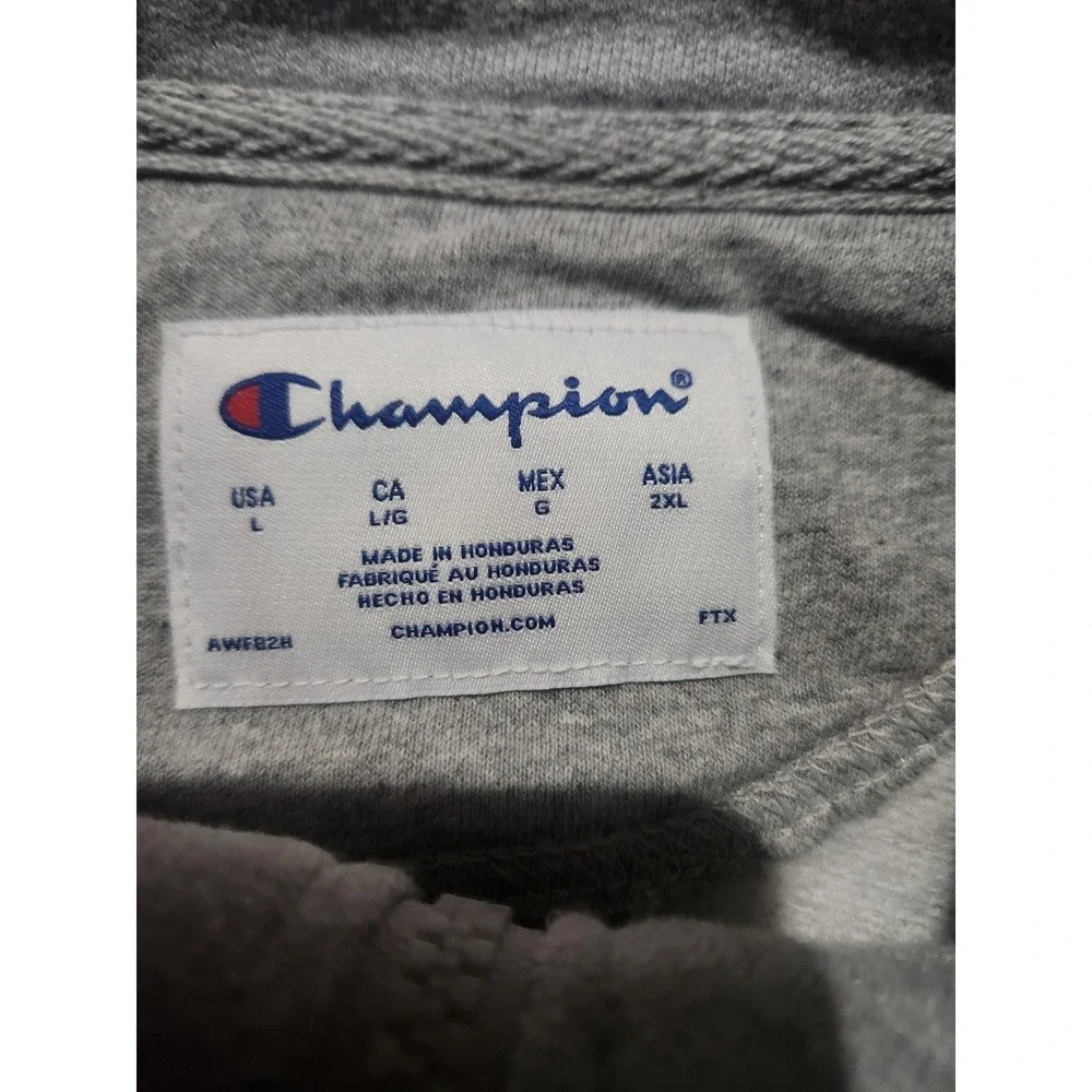 Champion Jacket Mens Large Gray Blue Full‎ Zip Track Fleece Colorblock Athletic